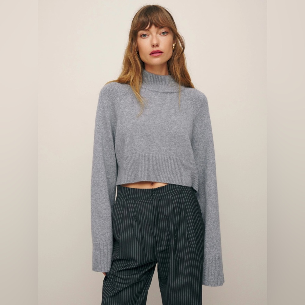 Reformation Garrett Crop Cashmere Turtleneck Sweater